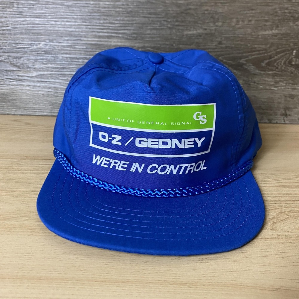 Vintage O-Z Gedney Hat Cap Snap Back Blue Advertising Promo